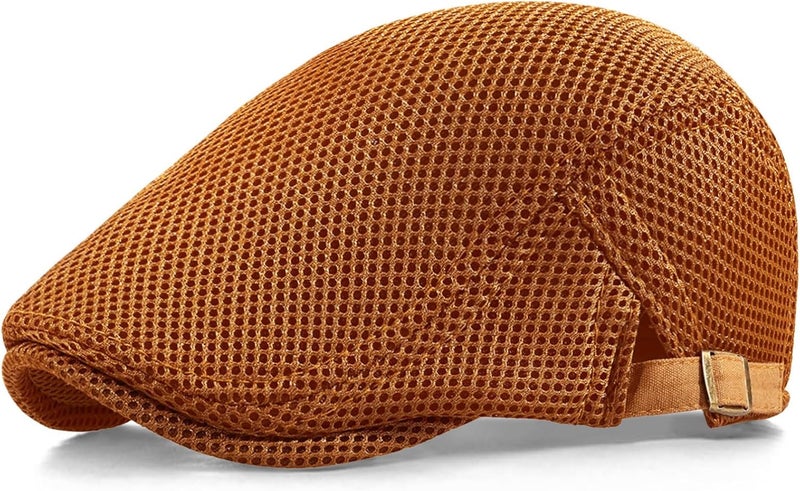 Xinveen Men's Mesh Cap Breathable Summer Newsboy Hat Adjustable Beret Ivy Cap Irish Cabbie Driving Hunting Hats - Image 1
